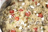 Creamy Mediterranean Orzo Skillet with Savory Chicken Sausage