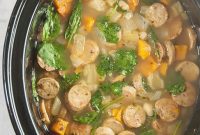 Slow Cooker White Bean Soup with Sausage and Spinach