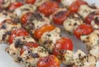Grilled Chicken Skewers with Pesto and Tomatoes