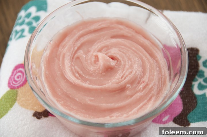 Easy Strawberry Buttercream Frosting, or strawberry icing, recipe for cakes, cupcakes, or cookies.