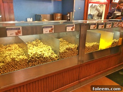 Garrett Mixed Nut Popcorn in Navy Pier, Chicago, a beloved local treat.