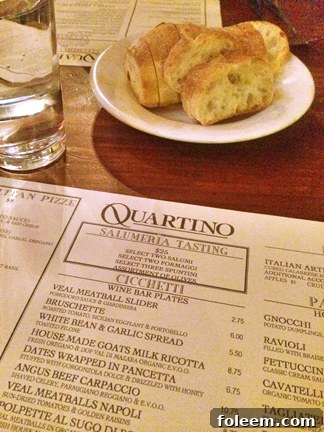 Quartino Italian Restaurant in downtown Chicago, featuring a delicious pasta dinner.