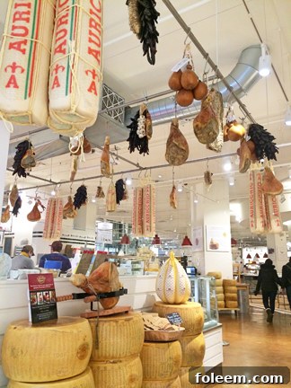 Eataly Italian Restaurant Cheese Department in Chicago, Illinois, offering a wide selection of artisanal cheeses.