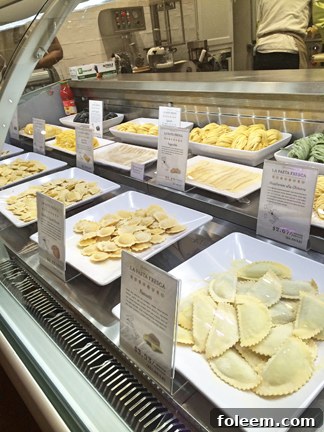 Eataly Italian Restaurant Pasta in Chicago, displaying an array of fresh pasta.
