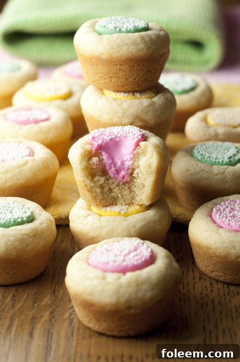 Bite-size Melty Mint Sugar Cookie Cups are chewy, buttery cookies with a melty mint center, perfect for spring, baby showers, and Easter.
