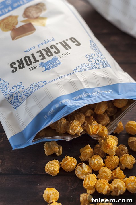 Experience the ultimate sweet and salty delight with G.H. Cretors Chicago Mix popcorn, a gourmet snack perfect for any occasion.