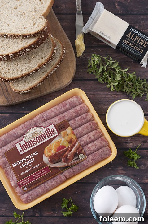 Johnsonville Brown Sugar and Honey Breakfast Pork Sausage packaging, highlighting the premium quality ingredients.
