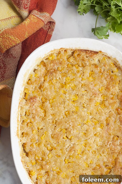 This easy Old-Fashioned Creamed Corn Casserole recipe is a comforting, classic side dish, perfect for holiday gatherings like Thanksgiving, Christmas, or Easter, reminiscent of Grandma's cherished cooking.