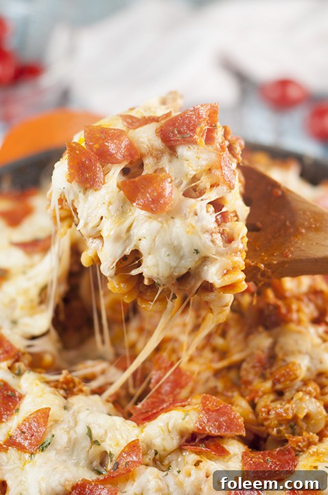 One Pan Pizza Pasta Casserole {Wishes & Dishes}