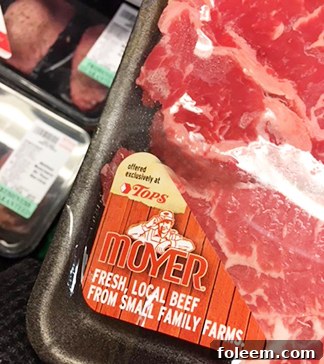 Moyer Beef Chuck Roast Label at Tops Friendly Markets.