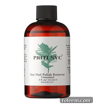 Priti Soy Nail Polish Remover that is all-natural and biodegradable. 