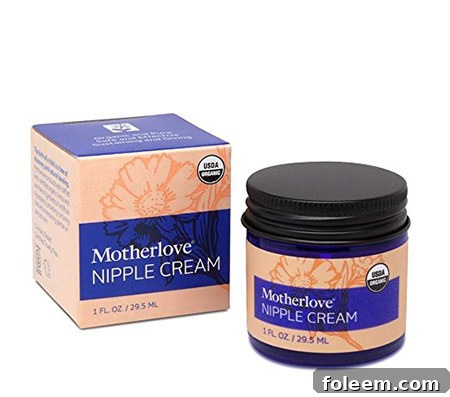 Motherlove Nipple Cream for cracked nipples from breastfeeding baby.