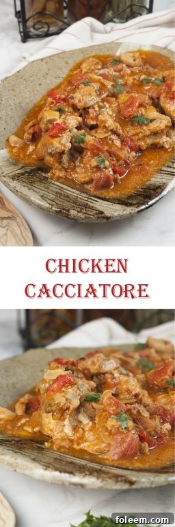 This hearty Chicken Cacciatore is an easy-to-make, delicious family Italian night dinner with a rich, thick broth, perfect with pasta or rice.