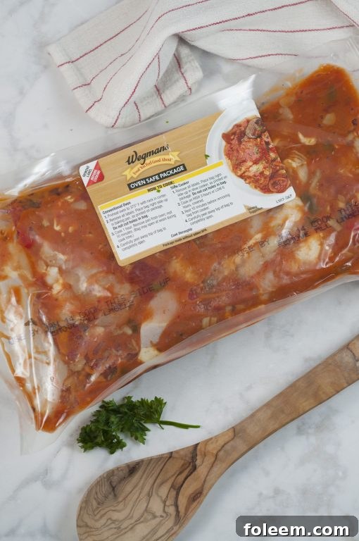 Wegmans Chicken Cacciatore meal in its innovative oven-ready packaging.