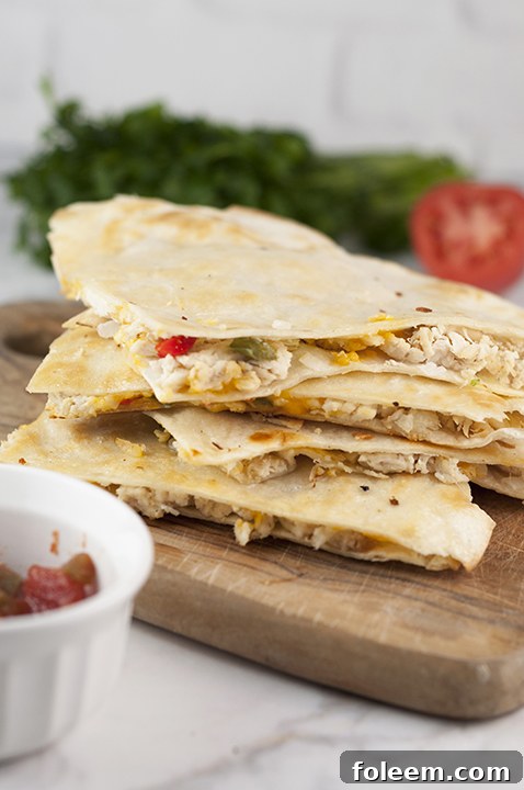 Sizzling Chicken Fajita Quesadillas - perfect for a quick and easy weeknight dinner.