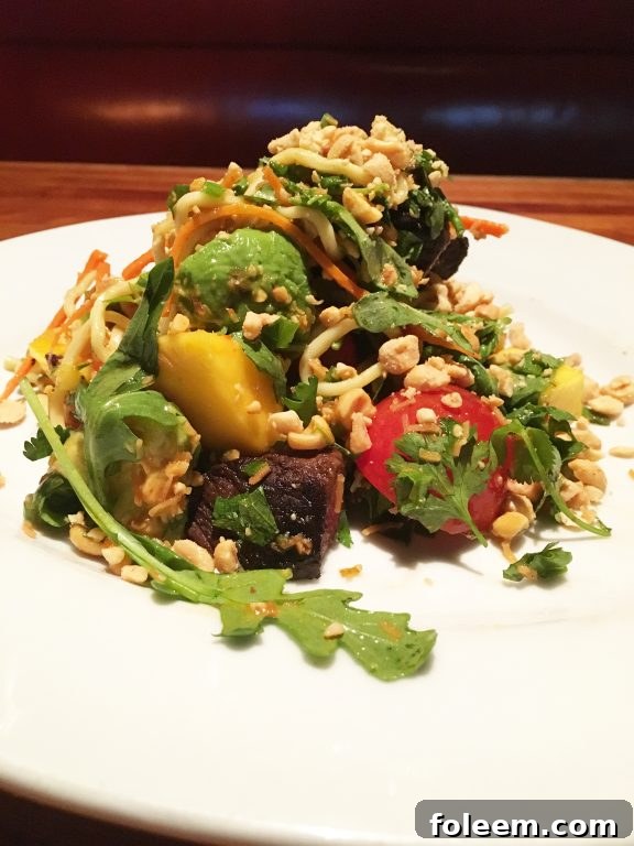 Thai Steak and Noodle Salad, Hillstone restaurant, Manhattan, NYC, a fresh and flavorful dining option.