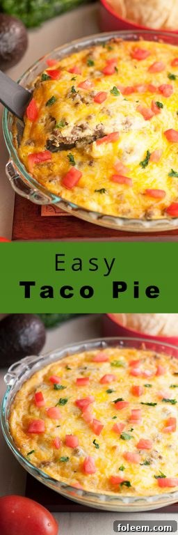 Easy Taco Pie with ground beef, low carb, gluten free, quick Mexican dinner