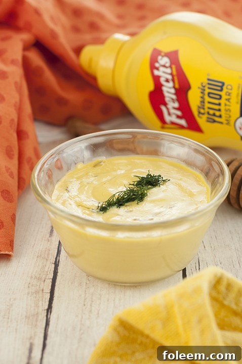 Dill Mustard dipping sauce great for dipping pretzels, hotdogs, chicken fingers, or any appetizer!