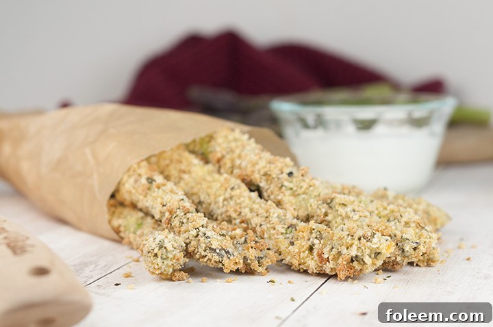 Easy Crispy Baked Parmesan Asparagus Fries with Creamy Lemon Dipping Sauce is a great recipe for a summer BBQ, summer side dish idea, snack, or a picnic. Ditch the deep fryer for this recipe!