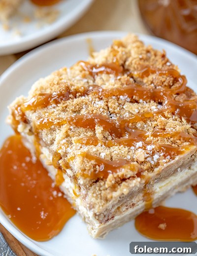 The ultimate fall and autumn baking recipe: Salted Caramel Apple Cheesecake Bars with a shortbread crust, creamy cheesecake filling, and an irresistible streusel topping, enhanced by a salted caramel drizzle for Thanksgiving or Christmas.