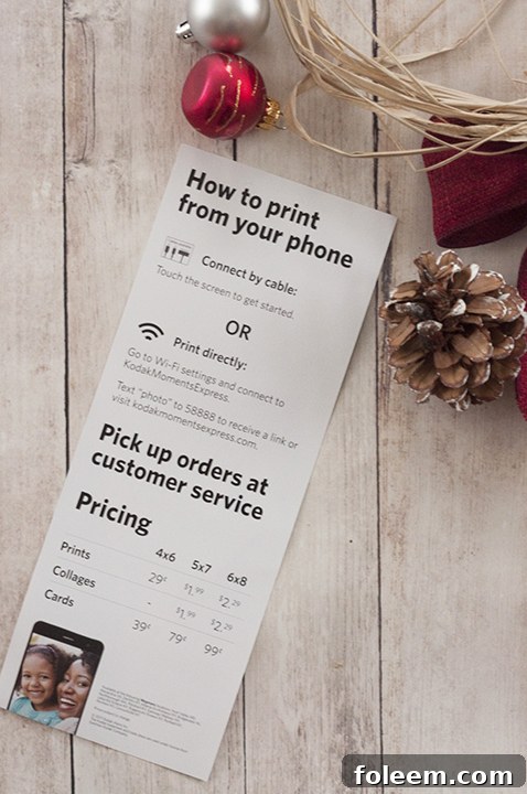 Kodak moments kiosk prints photos directly from your smartphone for a great price.
