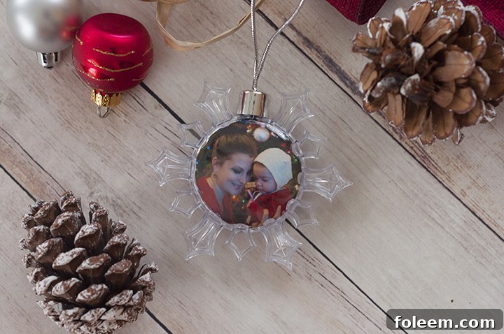 Snowflake ornament holiday gift made at the Kodak Moments Kiosk in Wegmans.