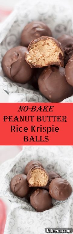 No-Bake Peanut Butter Rice Krispie Balls are the perfect bite-size treat for any holiday party.