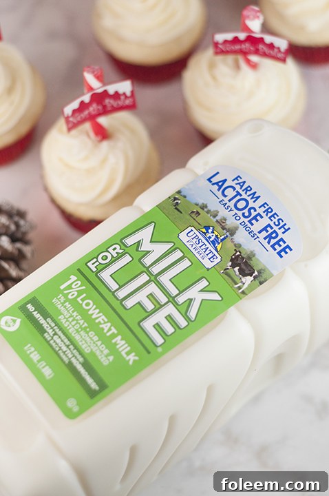 Upstate Farms Milk for Life Lactose Free Milk being poured into a bowl for baking, showcasing its versatility.