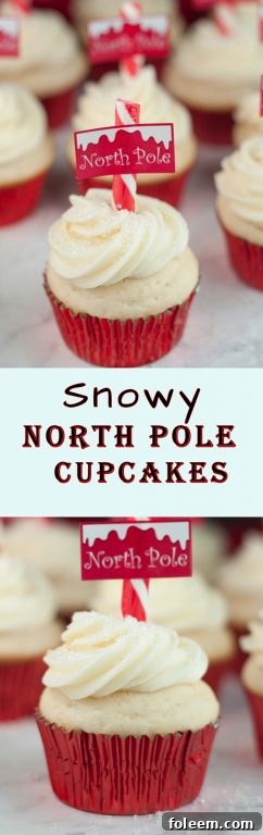 A beautifully decorated Snowy North Pole Cupcake, a festive Christmas treat for holiday gatherings.