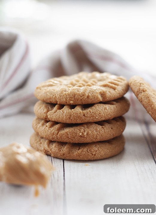 Soft and chewy 3 Ingredient Peanut Butter Cookies, a simple and satisfying gluten-free dessert