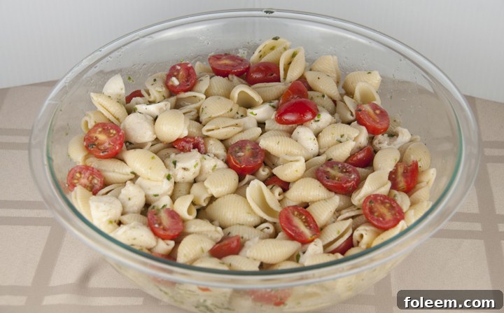 Caprese Pasta Salad Recipe that is great for any BBQ or party where you need to feed a crowd. Easy!