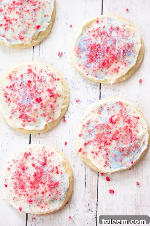 Vibrant Frosted Firecracker Pop Rocks Cookies for a festive 4th of July celebration