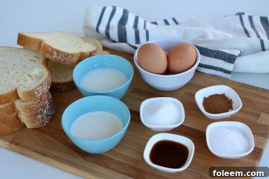 Ingredients to make french toast