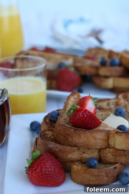 Closeup of french toast with fresh berries.