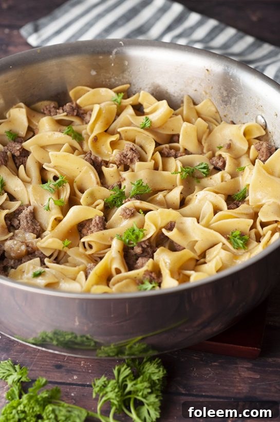 Ground Turkey Stroganoff recipe that is very fast and simple to make with an easy homemade gravy sauce instead of using canned cream of mushroom soup!