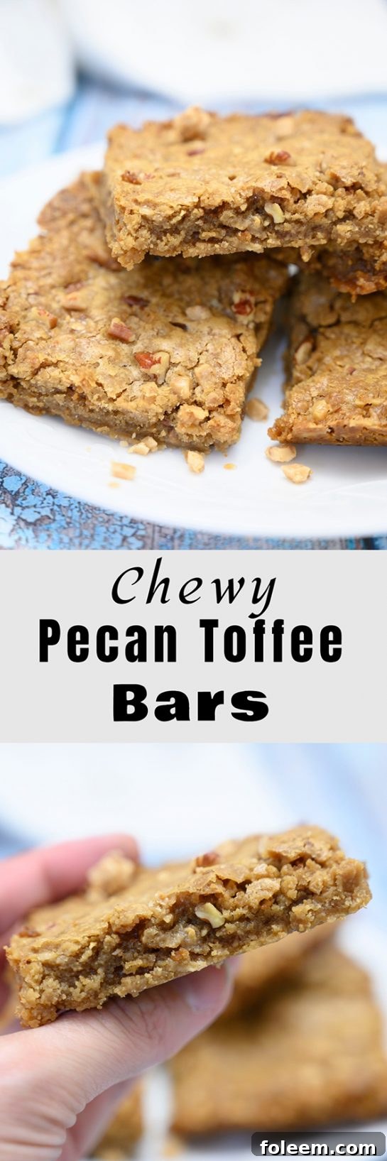 Beautifully cut Pecan Toffee Bars, perfect for gifting or sharing.