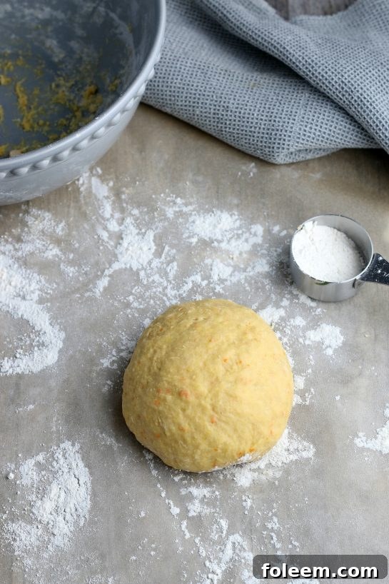 Now we have a dough ball that is ready to be rolled and cut for struffoli!