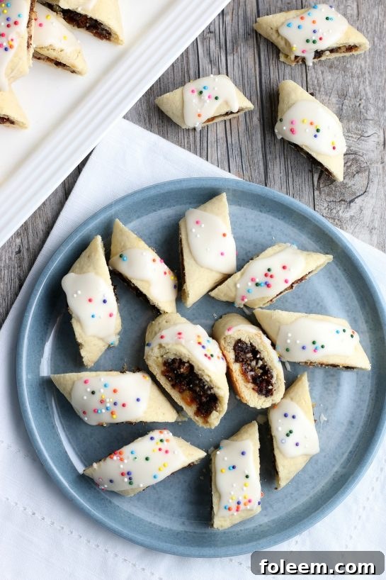 A top down shot of the decorated fig cookies arranged on a plate for serving!