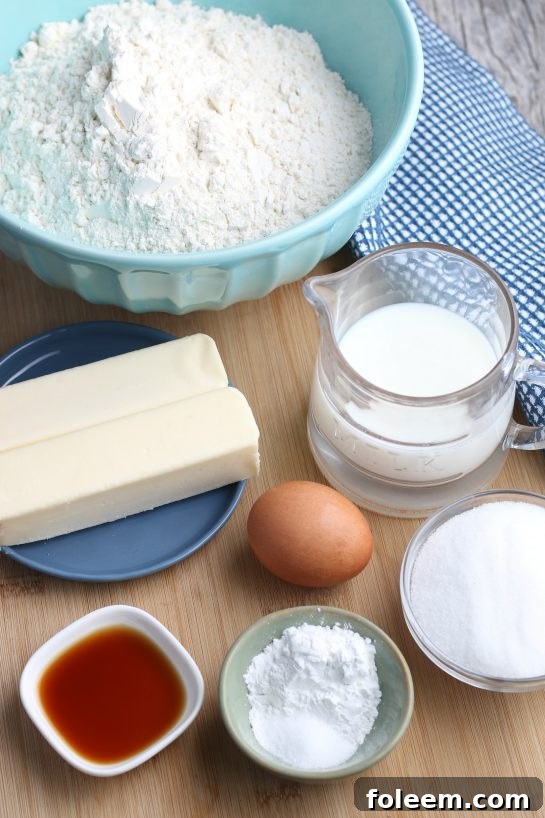 All the ingredients needed for making the dough for Italian fig cookies.