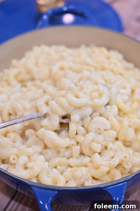 Freshly made stovetop mac and cheese, a perfect comfort food for family dinners or gatherings