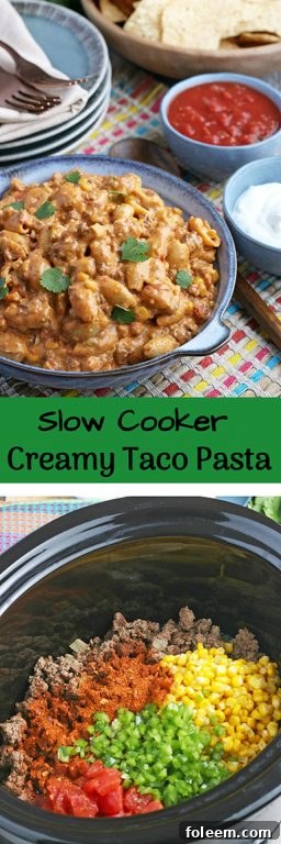 My slow cooker taco pasta is an easy, creamy, delicious Mexican pasta salad. I love making taco pasta for a quick meal, side dish, or even for meal prep! 