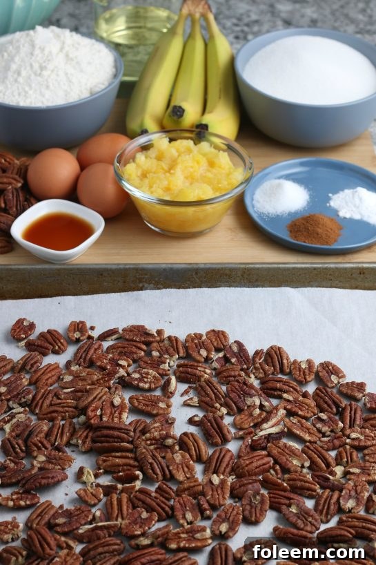 Toasting the pecans for the Homemade Hummingbird Cake