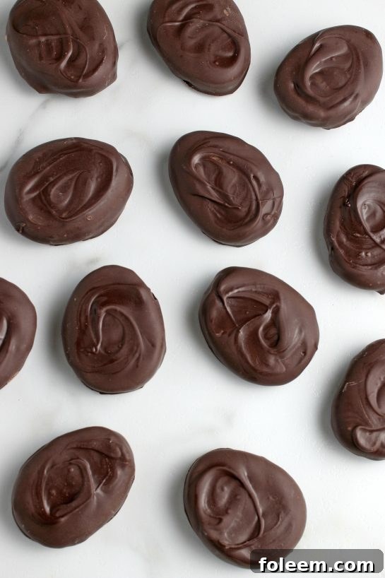 A top down look at our incredible and easy homemade chocolate peanut butter eggs recipe, ready to be enjoyed by everyone.