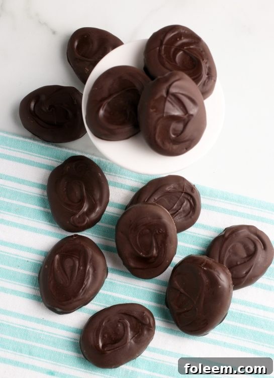 Another top down look at these delicious homemade chocolate peanut butter eggs, showcasing their inviting appeal.