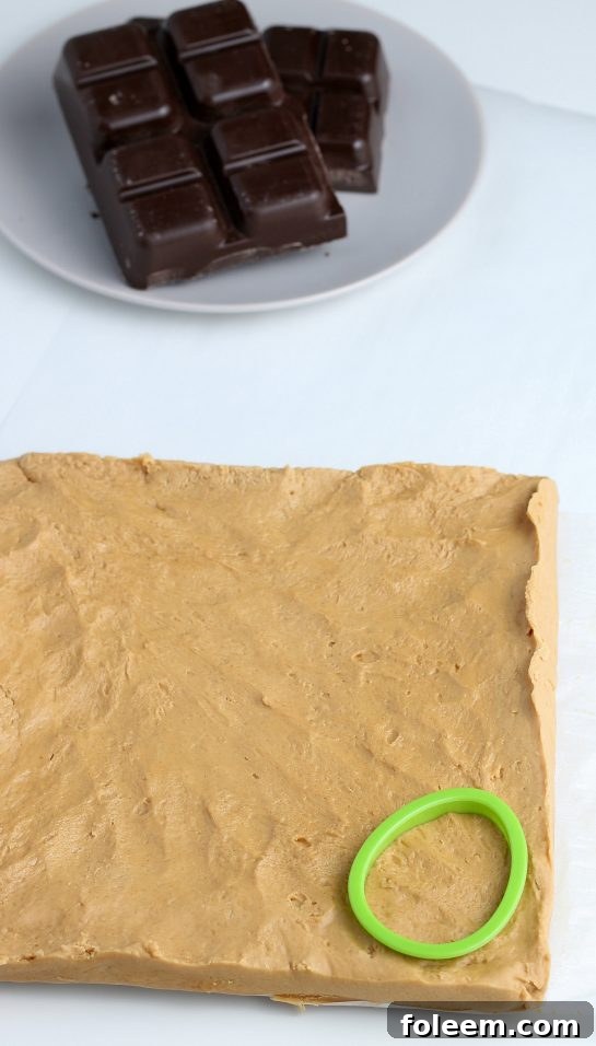 You can use whatever shape cookie cutter you want for these, but since it's Easter, we're making classic peanut butter eggs!