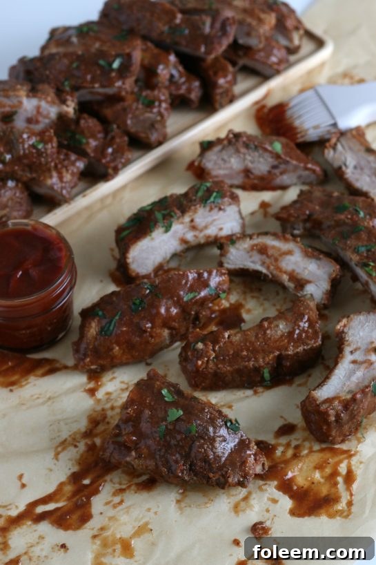 A look at the finished crock pot ribs, finished and ready to be shared!