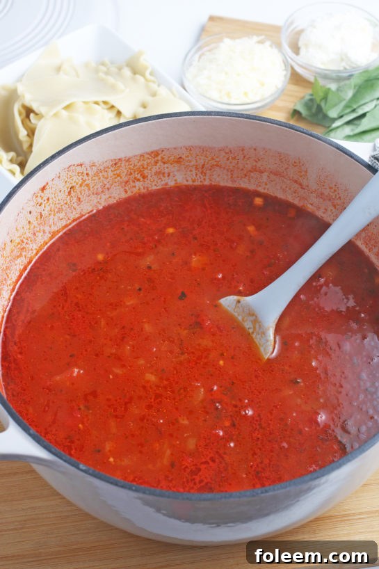 Stirring up the ingredients shows just how delicious this soup is as it comes together.