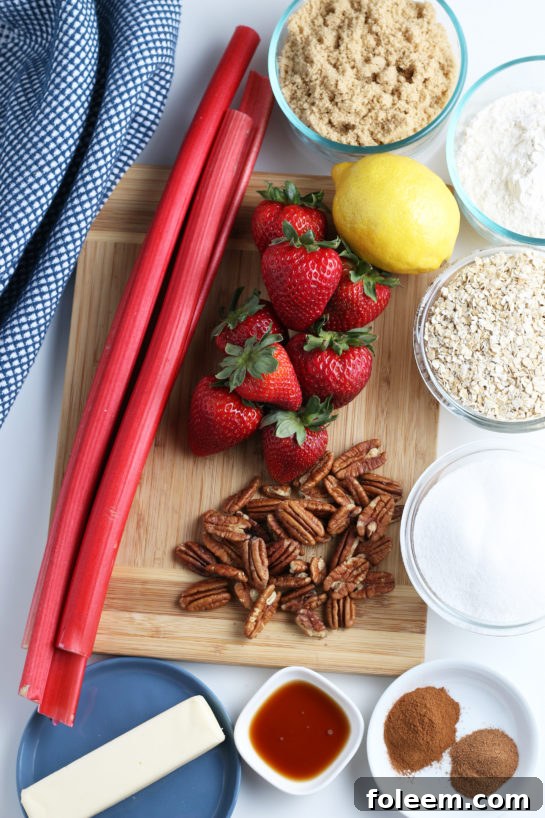Strawberry & Rhubarb crisp recipe ingredients needed