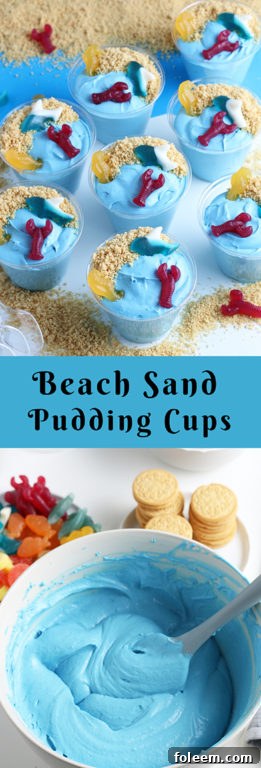 Beach Sand Pudding Cups are an adorable and delicious no-bake dessert recipe for kids to help made! Beach Sand Pudding Cups are an adorable and oh-so-delicious no-bake dessert recipe for kids! Vanilla pudding, food coloring, and whipped topping make for the cutest snack for a party!
