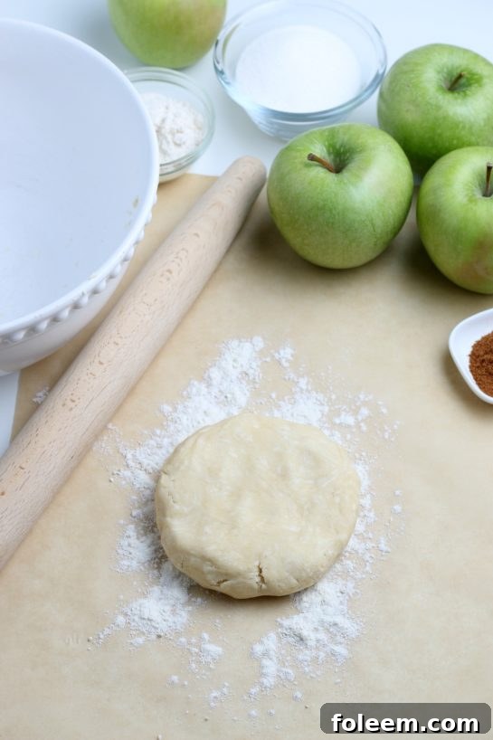Ready to roll out the dough for the apple crostata recipe